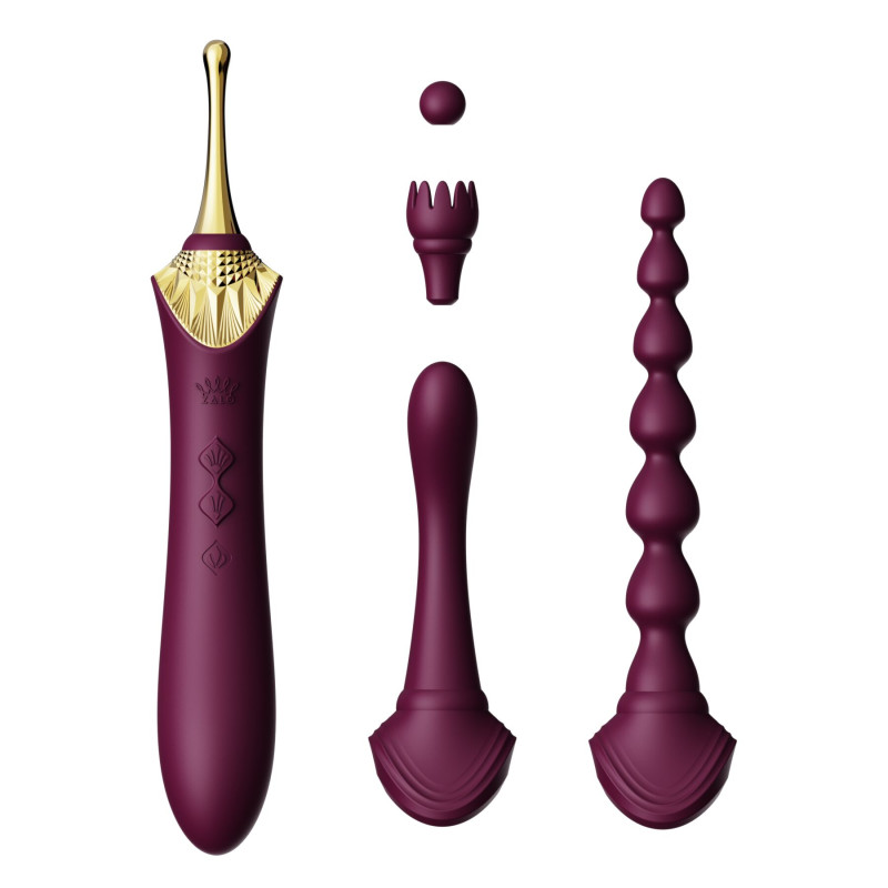 Мультифункциональный вибратор Zalo — Bess 2 Velvet Purple, 4 насадки, подогрев Мультифункциональный вибратор Zalo — Bess 2 Velvet Purple, 4 насадки, подогрев