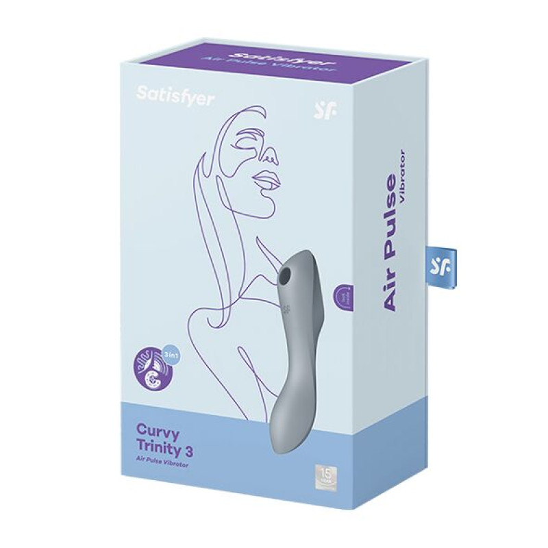 Вакуумний стимулятор з вібрацією Satisfyer Curvy Trinity 3 BlueGrey Вакуумний стимулятор з вібрацією Satisfyer Curvy Trinity 3 BlueGrey
