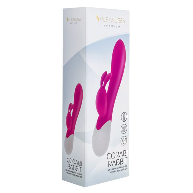 Вибратор-кролик S Pleasures Premium Corabi Rabbit, розовый, ушки для клитора, 16 режимов, нагрев Вибратор-кролик S Pleasures Premium Corabi Rabbit, розовый, ушки для клитора, 16 режимов, нагрев