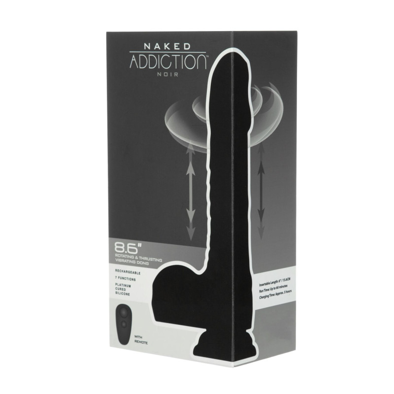 Вибро-фаллоимитатор с ротацией и пульсацией Naked Addiction 8.6″ Noir, с пультом ДУ Вибро-фаллоимитатор с ротацией и пульсацией Naked Addiction 8.6″ Noir, с пультом ДУ
