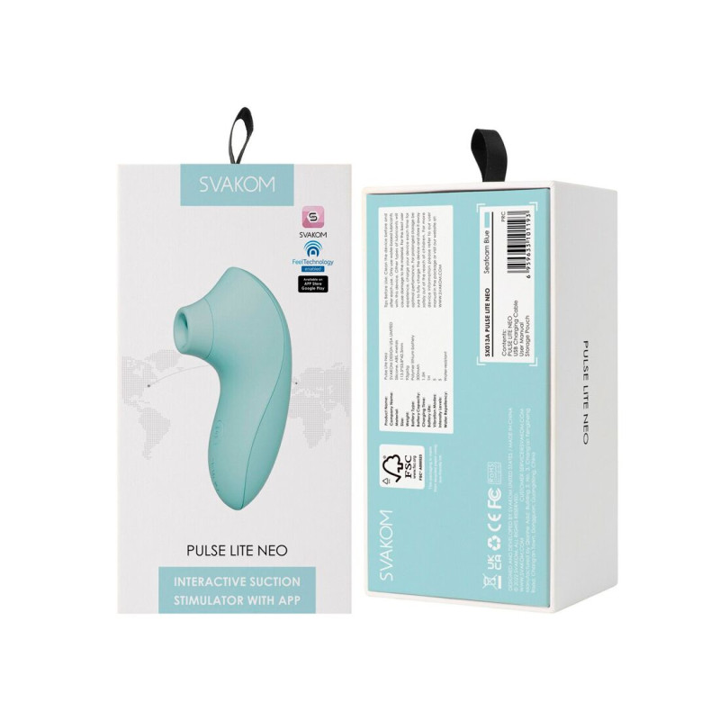 Вакуумный стимулятор Svakom Pulse Lite Neo Seafoam Blue управляется со смартфона Вакуумный стимулятор Svakom Pulse Lite Neo Seafoam Blue управляется со смартфона
