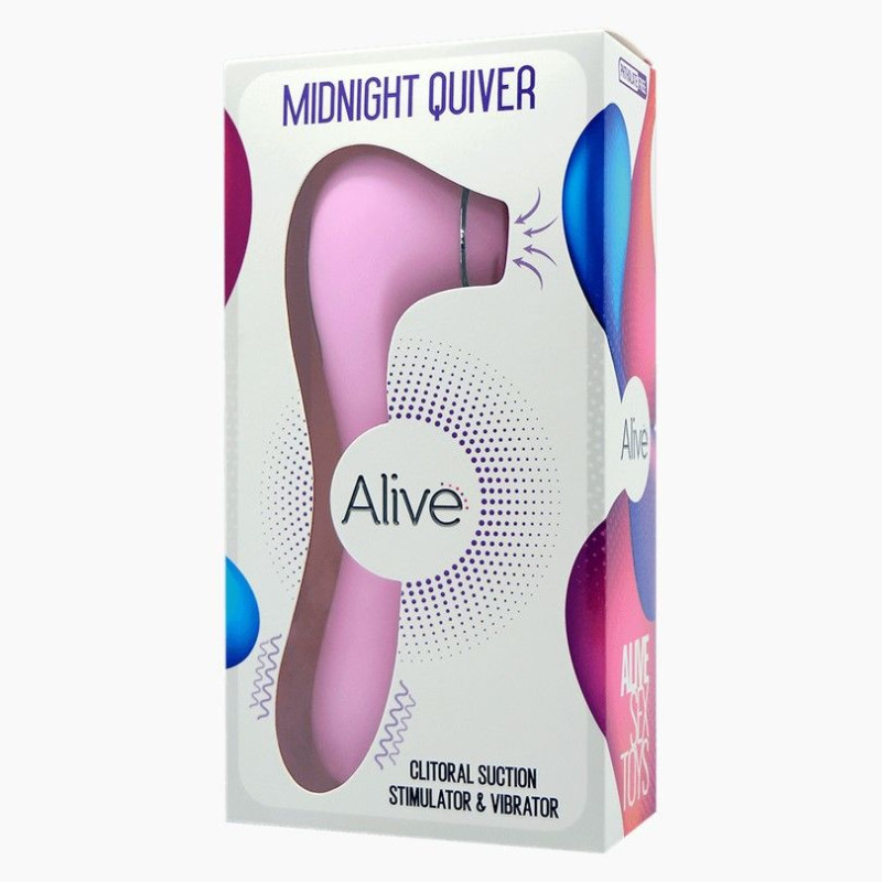 Вібратор і вакуумний стимулятор Alive Midnight Quiver Pink - іграшка 2 в 1 Вібратор і вакуумний стимулятор Alive Midnight Quiver Pink - іграшка 2 в 1