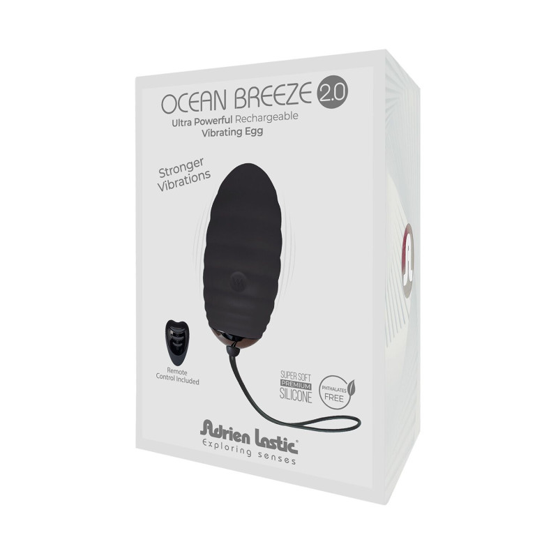 Виброяйцо Adrien Lastic Ocean Breeze 2.0 Black, пульт ДУ, очень мощный мотор, 10 виброрежимов