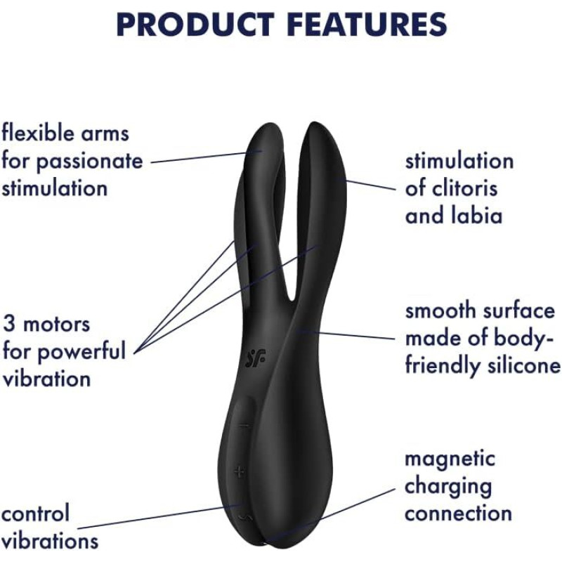 Клиторальный вибратор Satisfyer Threesome 2 Black Клиторальный вибратор Satisfyer Threesome 2 Black