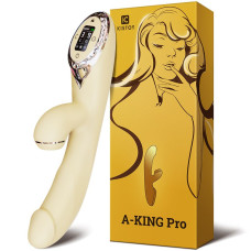 Вакуумный вибратор-кролик с подогревом KISTOY A-King Pro Yellow, с LED-экраном