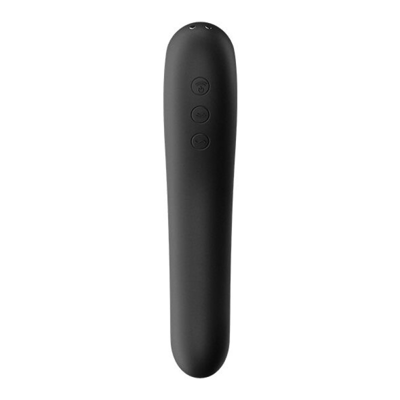 Вакуумный стимулятор с вибрацией Satisfyer Dual Kiss Black Вакуумный стимулятор с вибрацией Satisfyer Dual Kiss Black