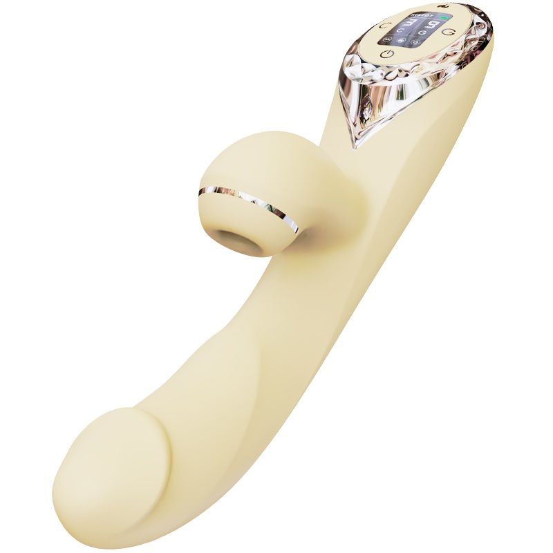 Вакуумний вібратор-кролик з підігрівом KISTOY A-King Pro Yellow, з LED-екраном Вакуумний вібратор-кролик з підігрівом KISTOY A-King Pro Yellow, з LED-екраном