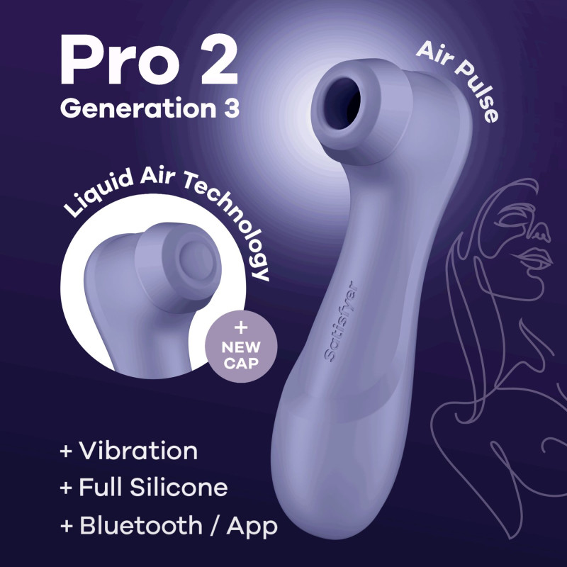 Вакуумний кліторальний стимулятор Satisfyer Pro 2 Generation 3 with Liquid Air Connect App Lilac Вакуумний кліторальний стимулятор Satisfyer Pro 2 Generation 3 with Liquid Air Connect App Lilac