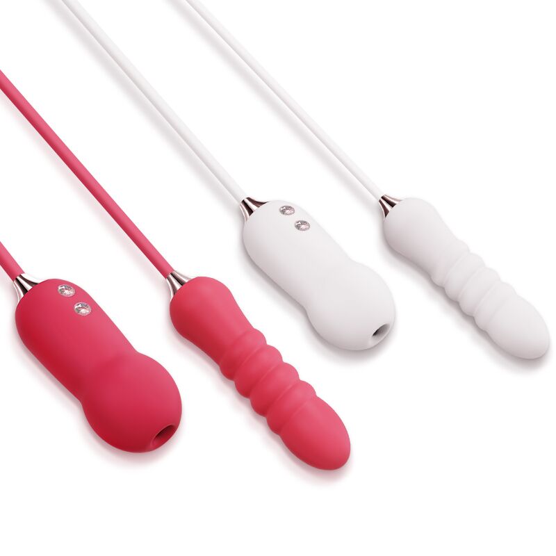 Пульсатор с вакуумным стимулятором Kistoy Cathy White на гибком соединении