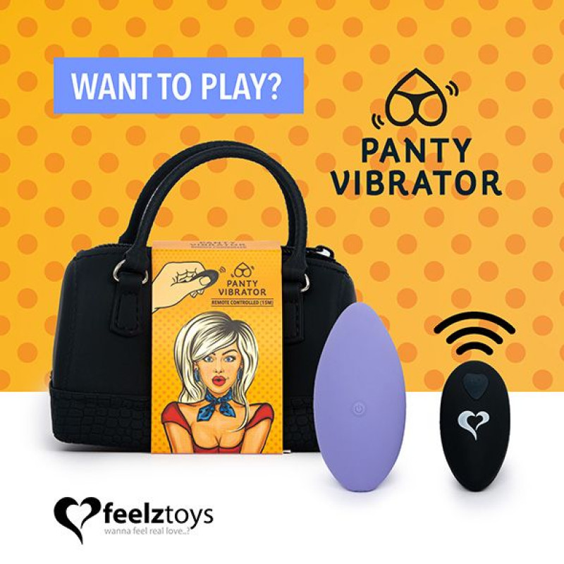 Вибратор в трусики FeelzToys Panty Vibrator Фиолетовый с пультом ДУ, 6 режимов работы, сумочка-чехол