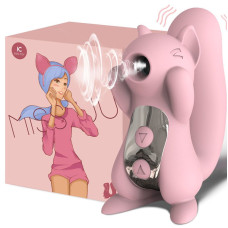 Вакуумный стимулятор с вибрацией KisToy Miss UU Розовый игрушка 2-в-1