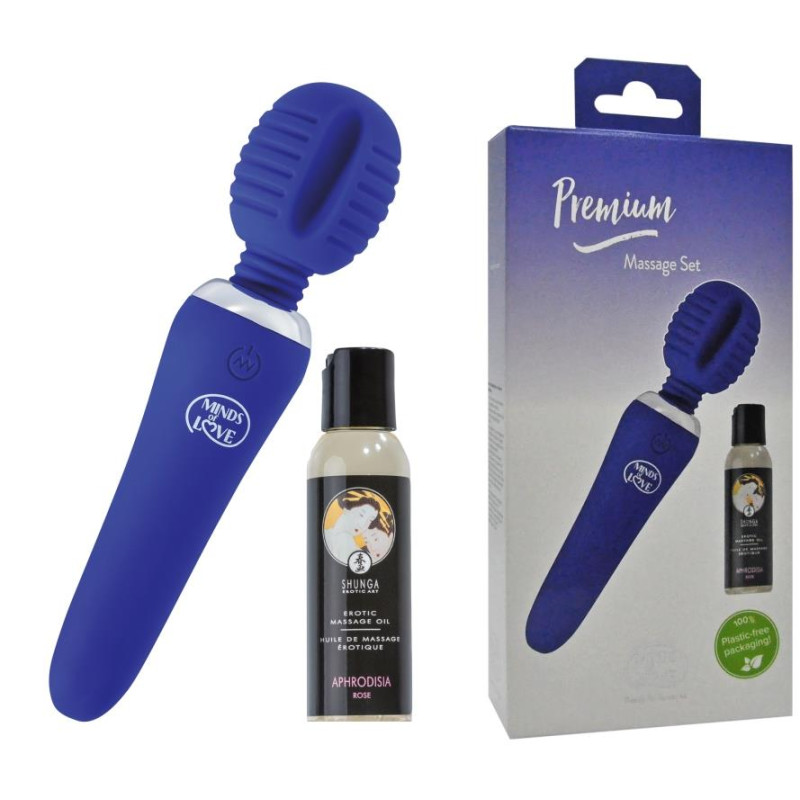 Вибромасажер с лубрикантом StRubber Minds of Love Premium Massage Set Синий Вибромасажер с лубрикантом StRubber Minds of Love Premium Massage Set Синий