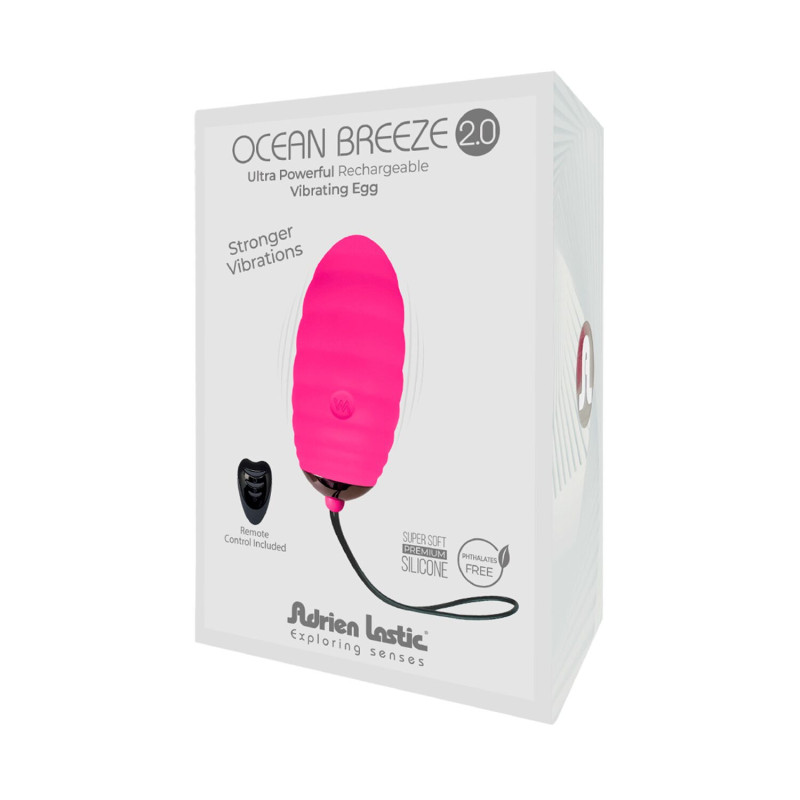 Виброяйцо Adrien Lastic Ocean Breeze 2.0 Pink, пульт ДУ, очень мощный мотор, 10 виброрежимов