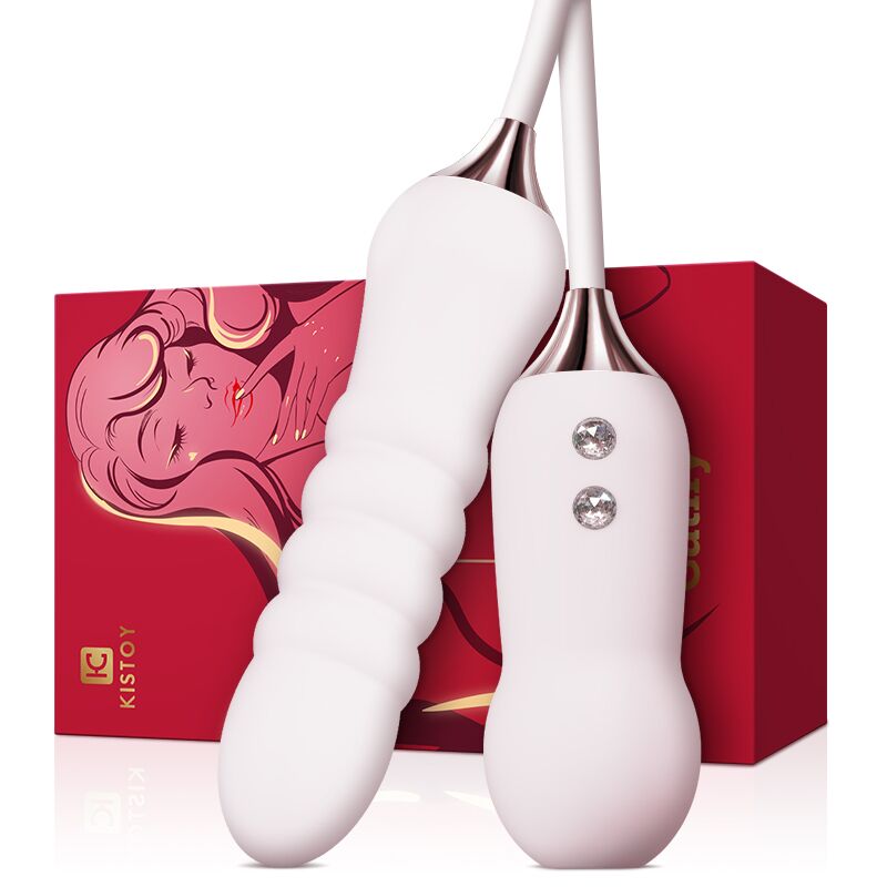 Пульсатор с вакуумным стимулятором Kistoy Cathy White на гибком соединении