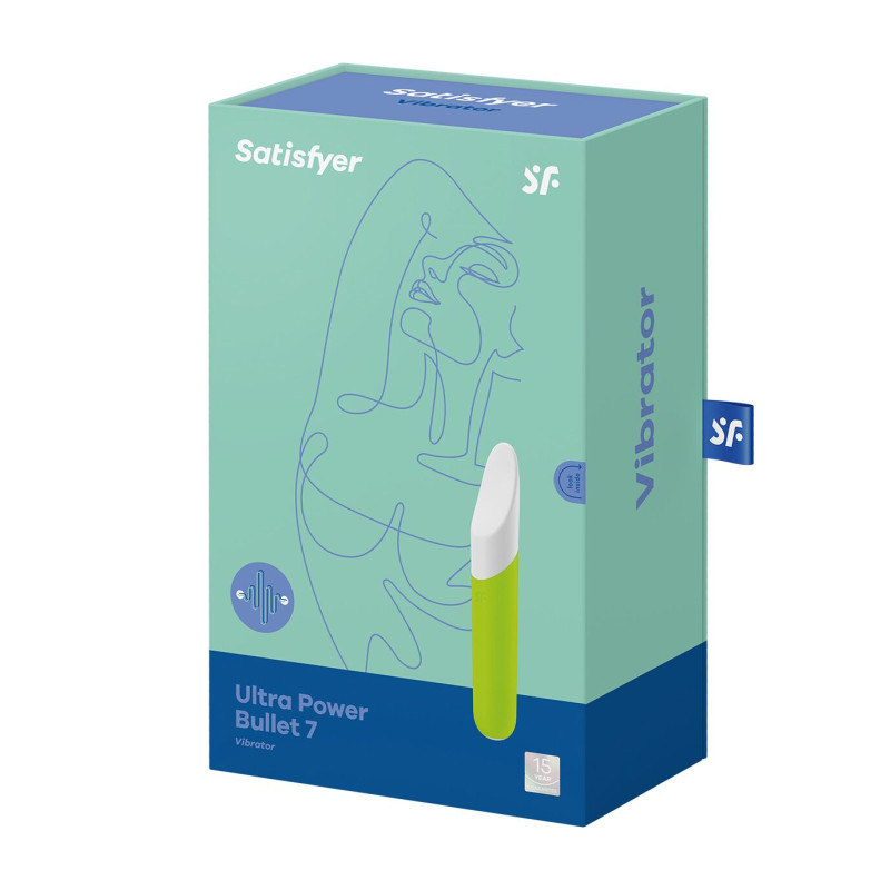 Минивибратор с гибким язычком Satisfyer Ultra Power Bullet 7 Зеленый Минивибратор с гибким язычком Satisfyer Ultra Power Bullet 7 Зеленый