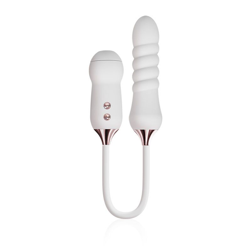 Пульсатор с вакуумным стимулятором Kistoy Cathy White на гибком соединении