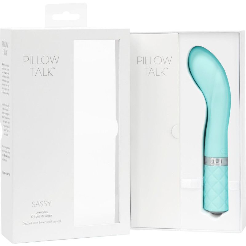 Роскошный вибратор PILLOW TALK Sassy с кристаллом Сваровски Бирюзовый Роскошный вибратор PILLOW TALK Sassy с кристаллом Сваровски Бирюзовый