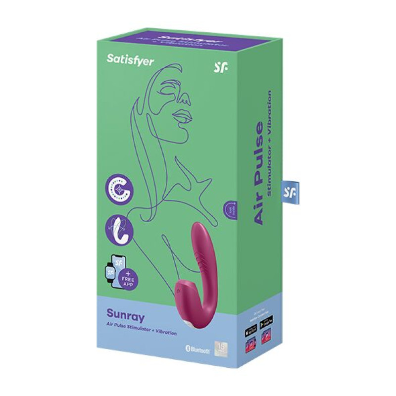 Вакуумный смарт-вибратор Satisfyer Sunray Berry, 4 положения ствола Вакуумный смарт-вибратор Satisfyer Sunray Berry, 4 положения ствола