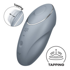 Вибростимулятор-пульсатор Satisfyer Tap & Climax 1 Bluegrey, эффект постукивания пальцем, 2 мотора