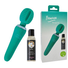 Вибромасажер с лубрикантом StRubber Minds of Love Premium Massage Set Зеленый