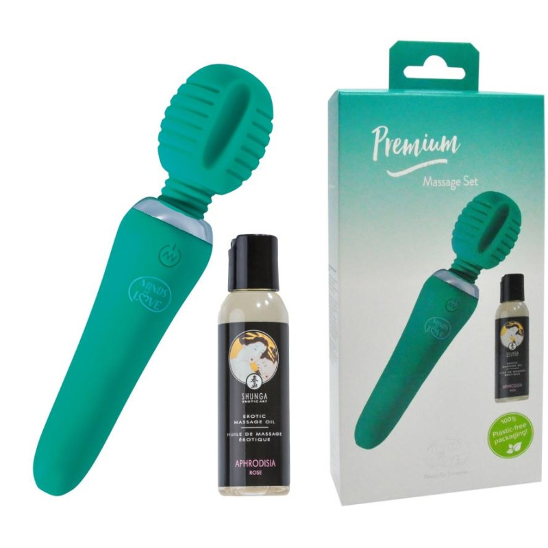 Вибромасажер с лубрикантом StRubber Minds of Love Premium Massage Set Зеленый Вибромасажер с лубрикантом StRubber Minds of Love Premium Massage Set Зеленый