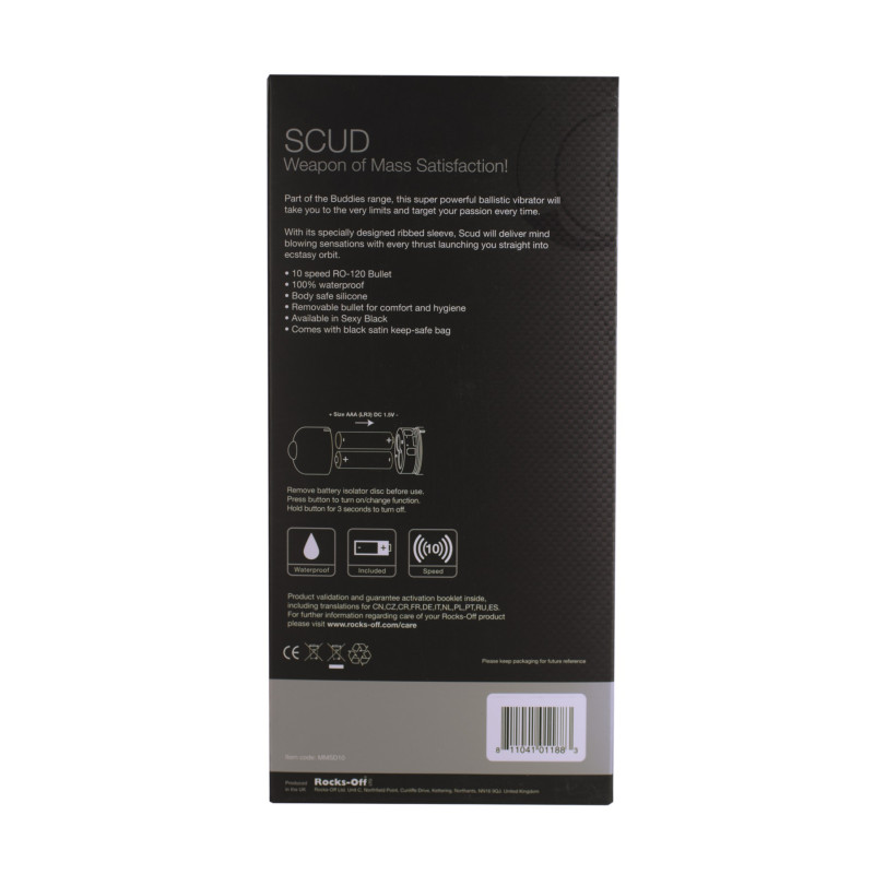 Вібратор Rocks Off Buddies 10 Scud Чорний Вібратор Rocks Off Buddies 10 Scud Чорний