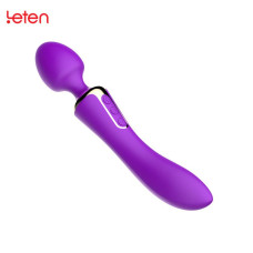 Вібромасажер двосторонній Leten AV Heat Purple з підігрівом