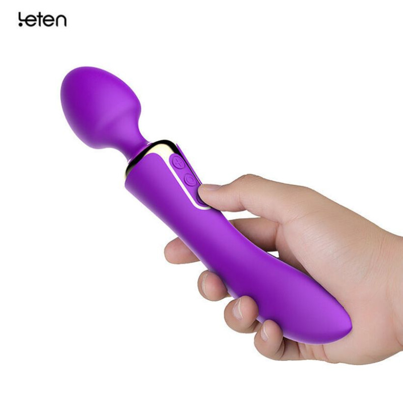 Вибромассажер двухсторнний Leten AV Heat Purple с подогревом Вибромассажер двухсторнний Leten AV Heat Purple с подогревом