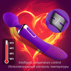 Вібромасажер двосторонній Leten AV Heat Purple з підігрівом