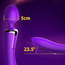 Вібромасажер двосторонній Leten AV Heat Purple з підігрівом