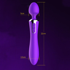 Вібромасажер двосторонній Leten AV Heat Purple з підігрівом