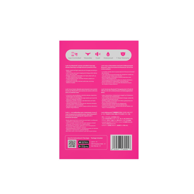 Смарт-виброяйцо Lovense Lush 4, очень мощное, быстрая зарядка, LED-подсветка