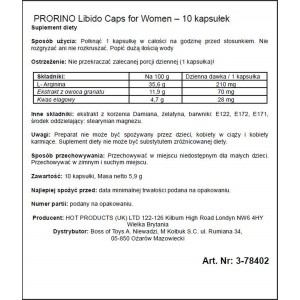 Капсулы женские HOT PRORINO Premium для повышения либидо (цена за упаковку, 10 капсул)
