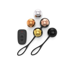 Набор вагинальных шариков Dorcel Training Balls, диам. 3,4 см, вес 20-117гр, есть вибрация, пульт ДУ