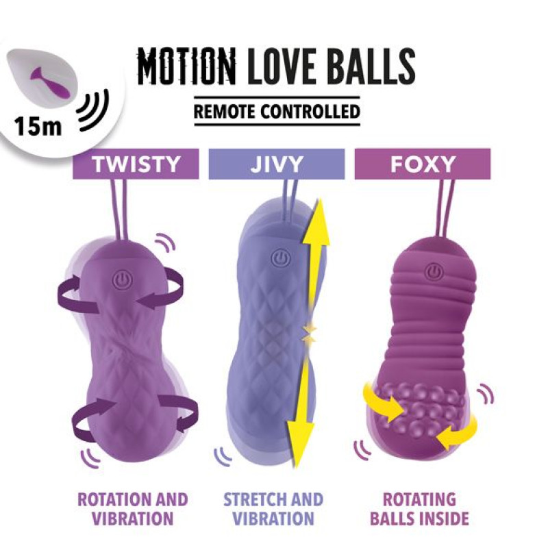 Вагинальные шарики с жемчужным массажем FeelzToys Motion Love Balls Foxy с пультом ДУ, 7 режимов Вагинальные шарики с жемчужным массажем FeelzToys Motion Love Balls Foxy с пультом ДУ, 7 режимов