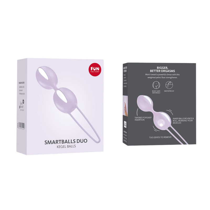 Вагинальные шарики Fun Factory SMARTBALLS DUO, сиренево-белые, 2 шт, диаметр 3,2 и 3,6 см Вагинальные шарики Fun Factory SMARTBALLS DUO, сиренево-белые, 2 шт, диаметр 3,2 и 3,6 см