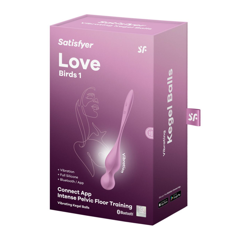 Вагинальные смарт-шарики с вибрацией Satisfyer Love Birds 1 Connect App Pink, 78 г Вагинальные смарт-шарики с вибрацией Satisfyer Love Birds 1 Connect App Pink, 78 г