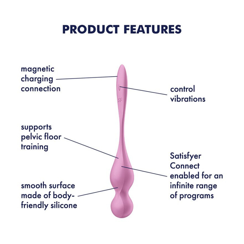 Вагинальные смарт-шарики с вибрацией Satisfyer Love Birds 1 Connect App Pink, 78 г Вагинальные смарт-шарики с вибрацией Satisfyer Love Birds 1 Connect App Pink, 78 г