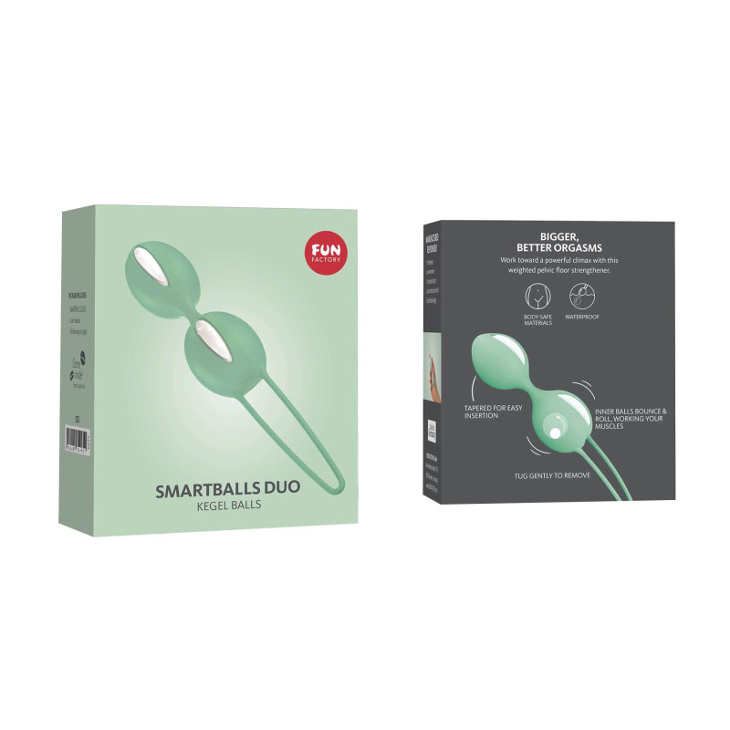 Вагінальні кульки Fun Factory SMARTBALLS DUO, фісташково-білі, 2 шт, діаметр 3,2 та 3,6 см Вагінальні кульки Fun Factory SMARTBALLS DUO, фісташково-білі, 2 шт, діаметр 3,2 та 3,6 см