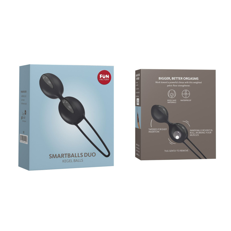 Вагинальные шарики Fun Factory SMARTBALLS DUO, черно-серые, 2 шт, диаметр 3,2 и 3,6 см Вагинальные шарики Fun Factory SMARTBALLS DUO, черно-серые, 2 шт, диаметр 3,2 и 3,6 см