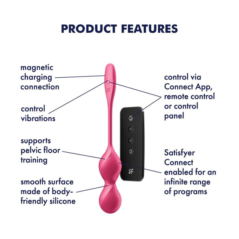 Вагинальные смарт-шарики с вибрацией Satisfyer Love Birds 2 Connect App Red, 86 г, пульт ДУ Вагинальные смарт-шарики с вибрацией Satisfyer Love Birds 2 Connect App Red, 86 г, пульт ДУ