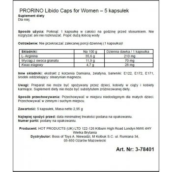 Пищевая добавка для женщин Hot ERO PRORINO black line Libido 5 капсул
