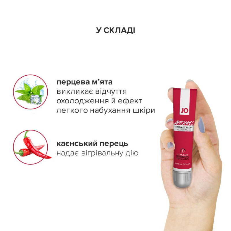 Возбуждающий гель для клитора System JO ATOMIC WARMING 10 мл Возбуждающий гель для клитора System JO ATOMIC WARMING 10 мл