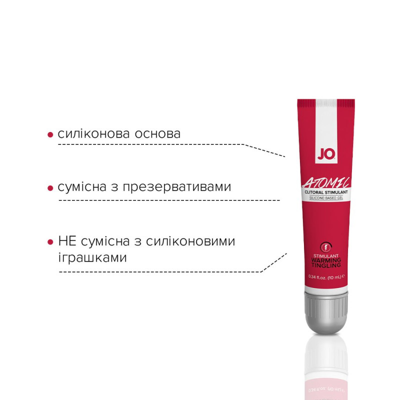 Возбуждающий гель для клитора System JO ATOMIC WARMING 10 мл Возбуждающий гель для клитора System JO ATOMIC WARMING 10 мл