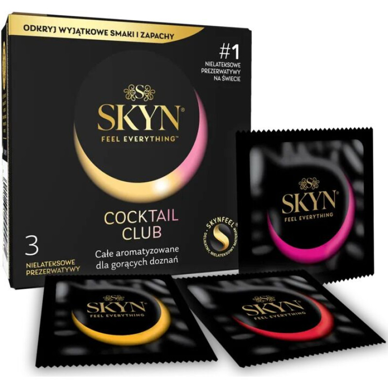 Презервативы SKYN Cocktail Club 3 шт, вкусы Pina Colada, Cherry Sunrise и Passion Daiquiri