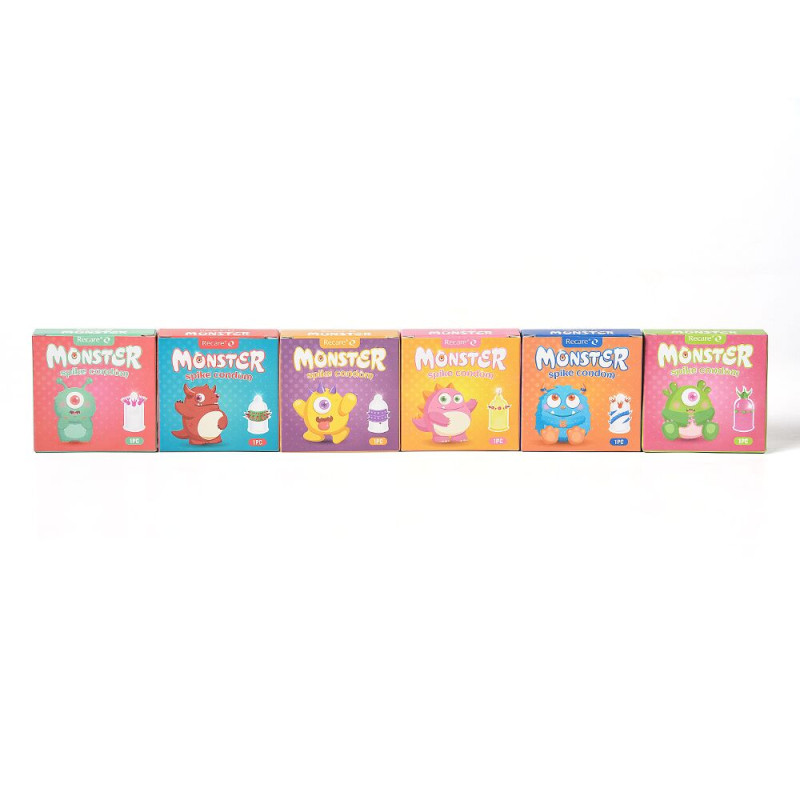 Recare Pink Monster Spike Condom (з кульками та вусиками)