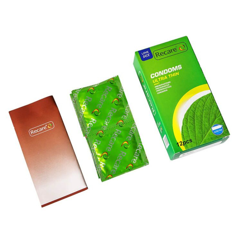 Recare Ultra Thin Mint Condoms 12 шт, ультратонкі, аромат: м'ята