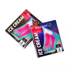 Holographic Recare Ice Cream Big Dotted Condoms 3 шт, з пухирцями, аромат: морозиво