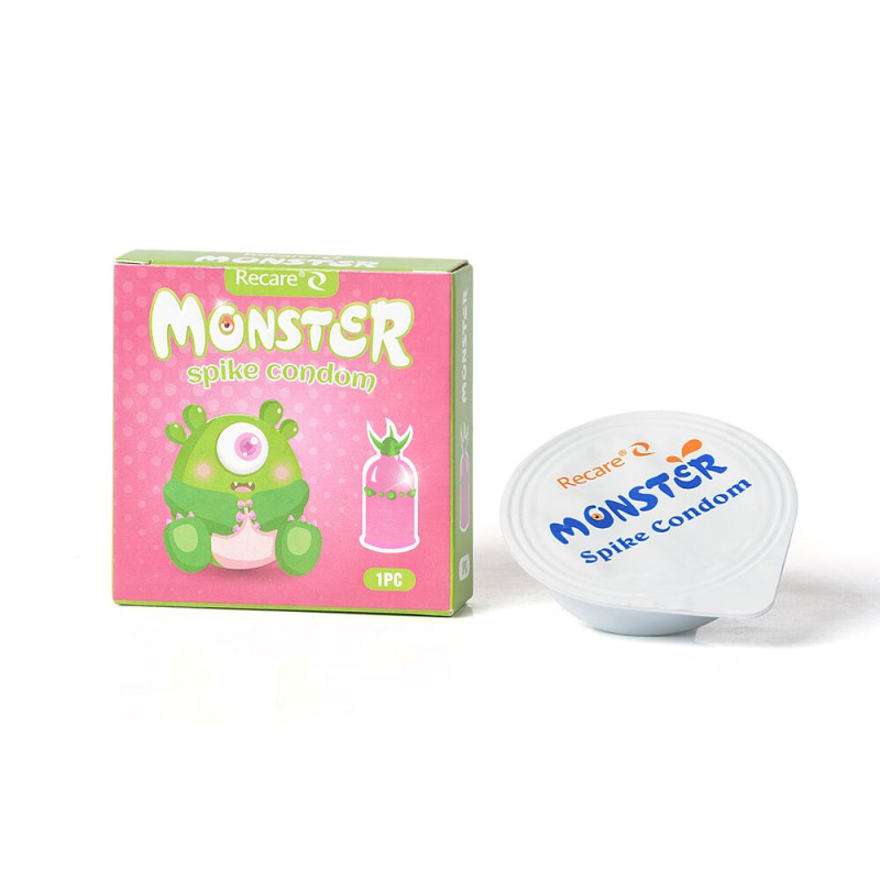 Recare Green Monster Spike Condom (з рядом кульок і вусиками на кінчику)
