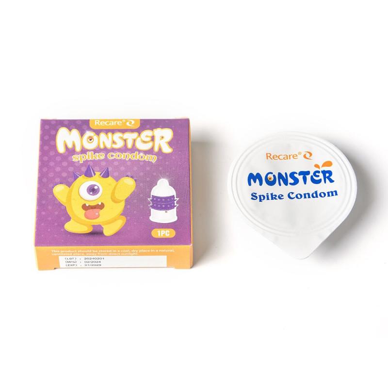 Recare Yellow Monster Spike Condom (з рядами пухирців та шипів)